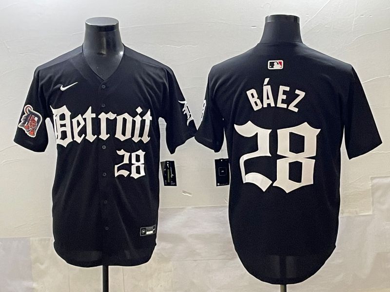 Men 2025 Detroit Tigers #28 Baez Black Five generations Joint Name Nike MLB Jersey style 16->detroit tigers->MLB Jersey